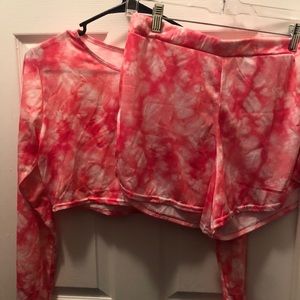 Pretty Little Thing pink tie dye pj set